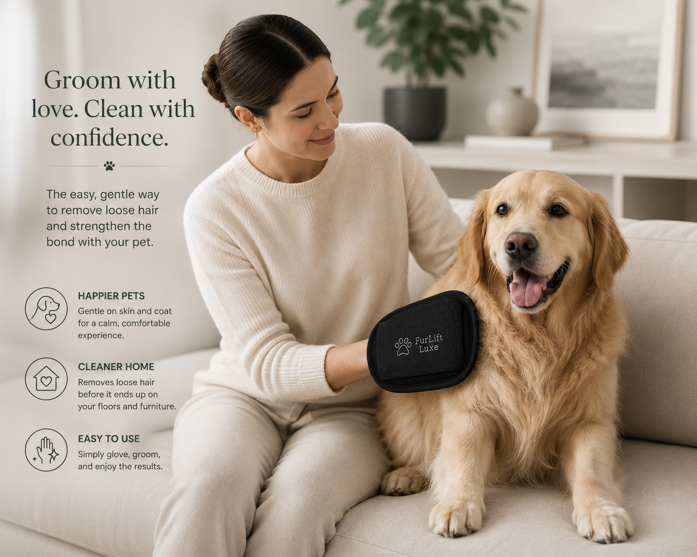 FurLift Luxe – Pet Hair Remover & Grooming Glove